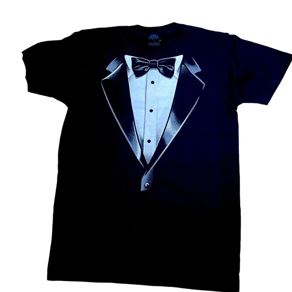 Annarbor T-Shirt Mens M Fake Tuxedo Funny Gift Graphic Print Tee Cotton Black